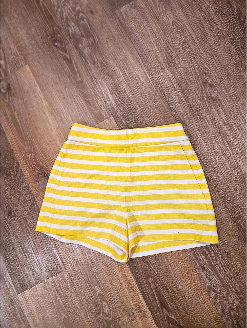J.Crew Yellow Striped High Waisted Casual Sailor Shorts Size 00